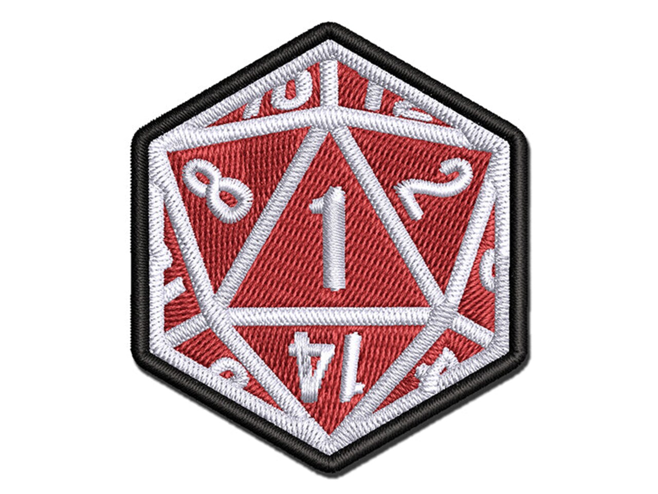 Critical Miss Fail 1 - D20 20 Sided Gaming Gamer Dice Multi-Color Embroidered Iron-On or Hook & Loop Patch Applique